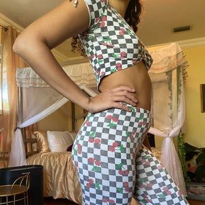Dolls Kill Cherry checkered matching set